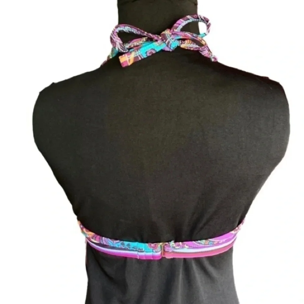 Xhilaration Bikini Swim Top,‎ Size Small, Halter Multi-Colored Striped NEW